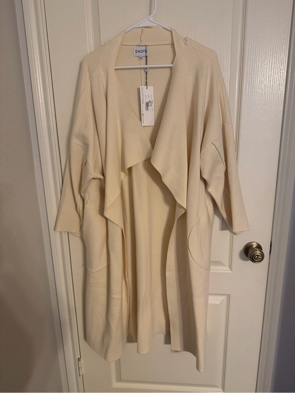 SNDYS Cream Open-Front Waterfall Cardigan from Revolve — Medium, New with Tags